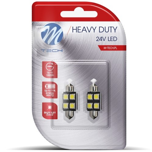 Set 2 Buc Bec Led M-Tech C5W 24V SV8,5-8 Alb LB9328W